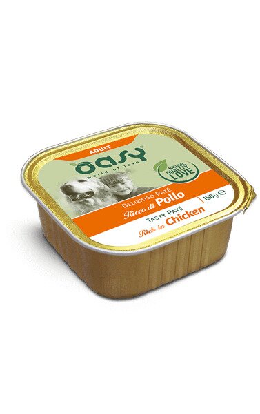 Oasy delizioso patè ricco di pollo per cani adulti 150g