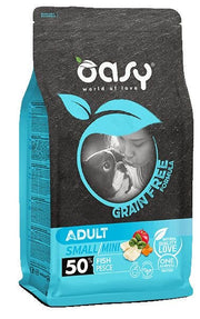 Oasy grain free cibo secco pesce per cani adulti taglia small/mini 800g