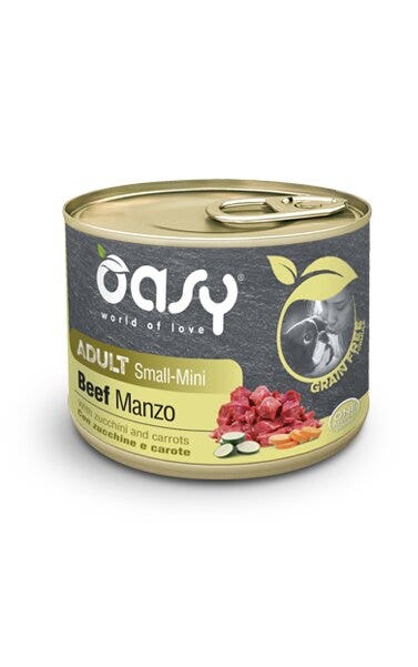 Oasy grain free cibo umido manzo per cani adulti taglia small/mini 200g