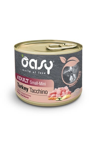 Oasy grain free cibo umido tacchino per cani adulti taglia small/mini 200g