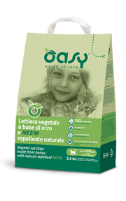Oasy lettiera vegetale orzo e neem repellente naturale 6 litri