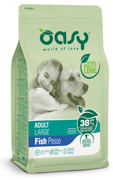 Oasy lifestage adult large con pesce cibo secco per cani 12kg