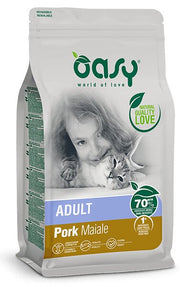 Oasy lifestage adult maiale cibo secco per gatti 1,5kg