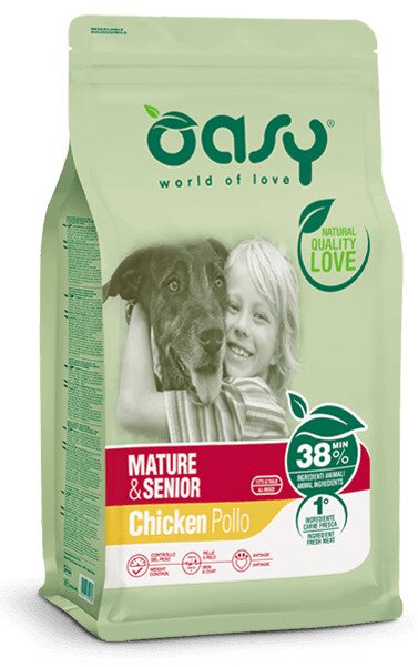Oasy lifestage mature & senior pollo cibo secco per cani 3 kg