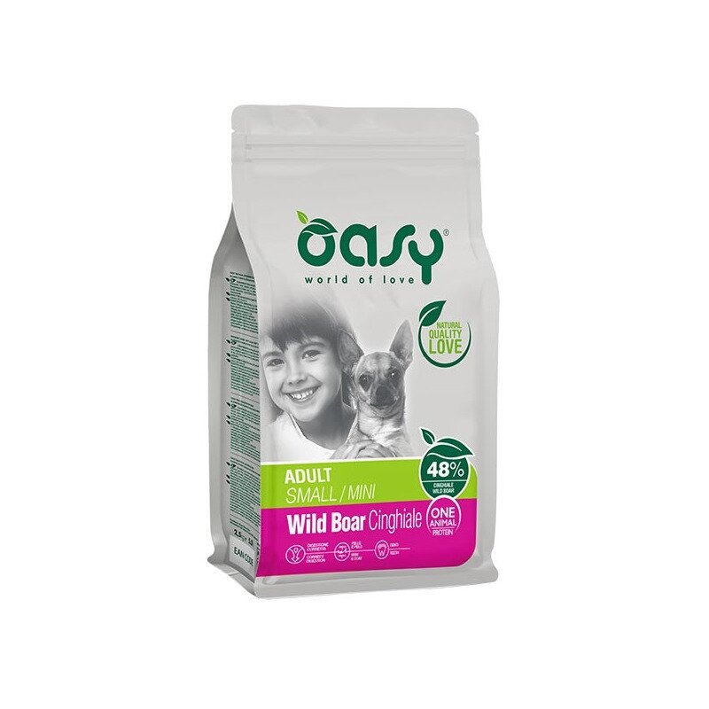 Oasy one animal protein adult small & mini con cinghiale per cani adulti 800g