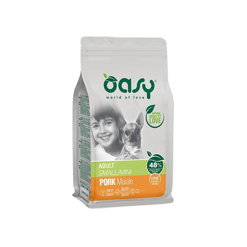 Oasy one animal protein adult small & mini con maiale per cani adulti 800g