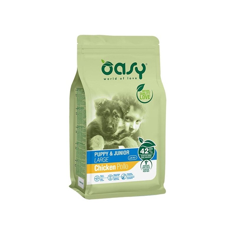 Oasy one animal protein puppy & junior large con pollo per cani cuccioli 12kg