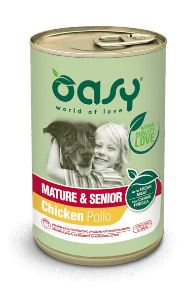 Oasy wet dog lifestage patÃ¨ cibo umido cani mature/senior lattina 400g