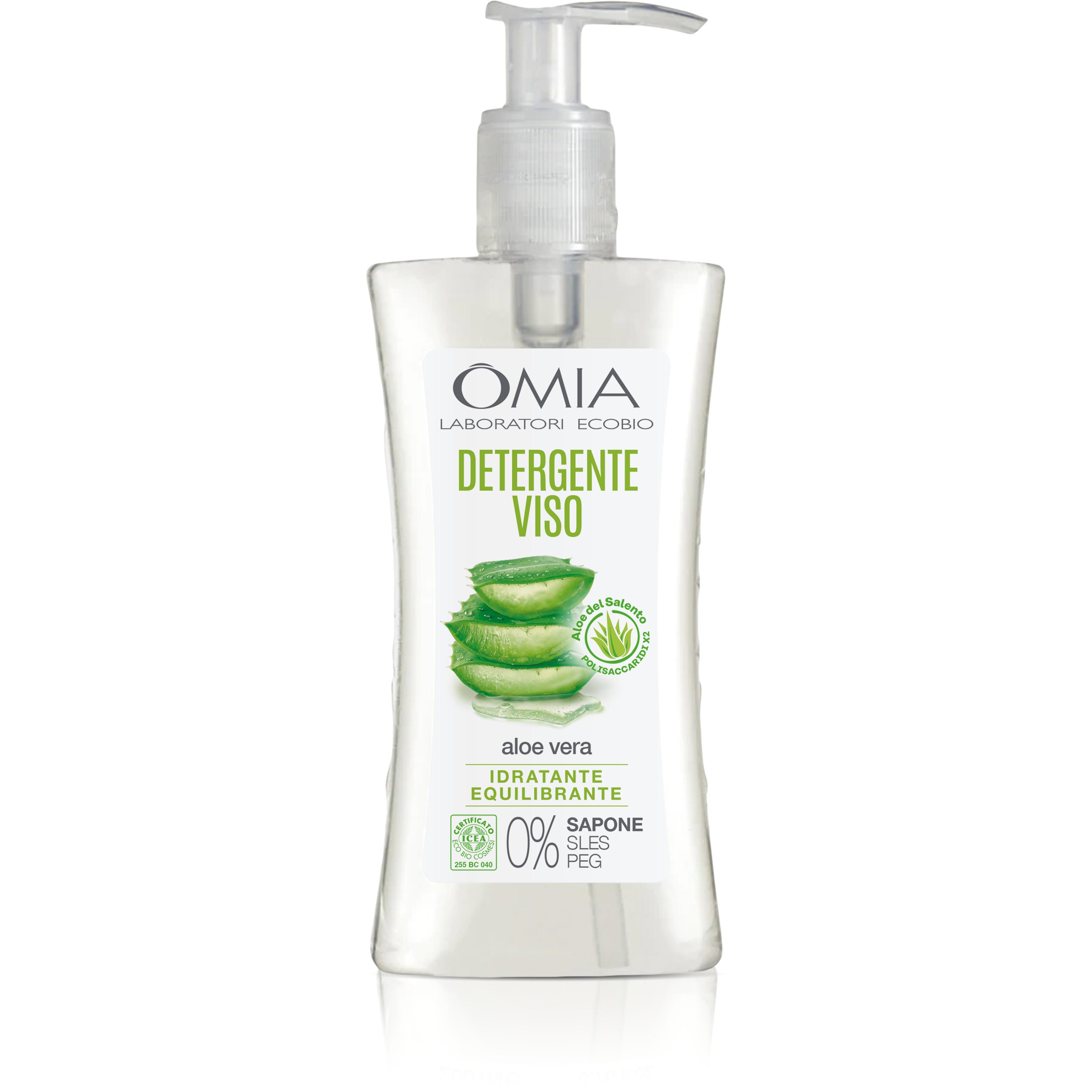 Omia Gel Detergente Viso Idratante ed Equilibrante Ecobio con Aloe Vera Pelle Normale o Mista 200 ml