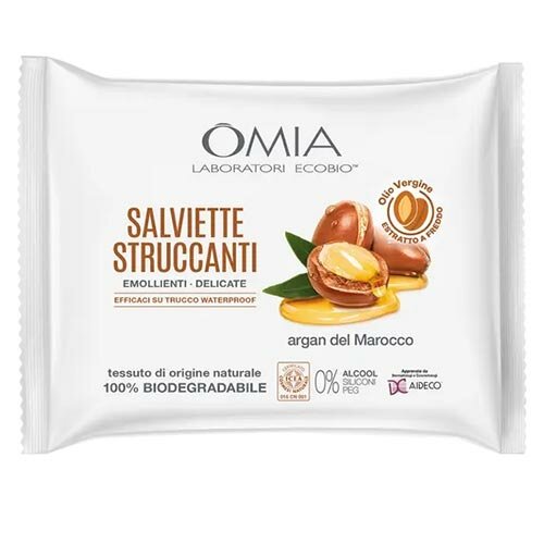 Omia Salviette Struccanti Viso Occhi Labbra All'Olio D'Argan Del Marocco 20 Pezzi