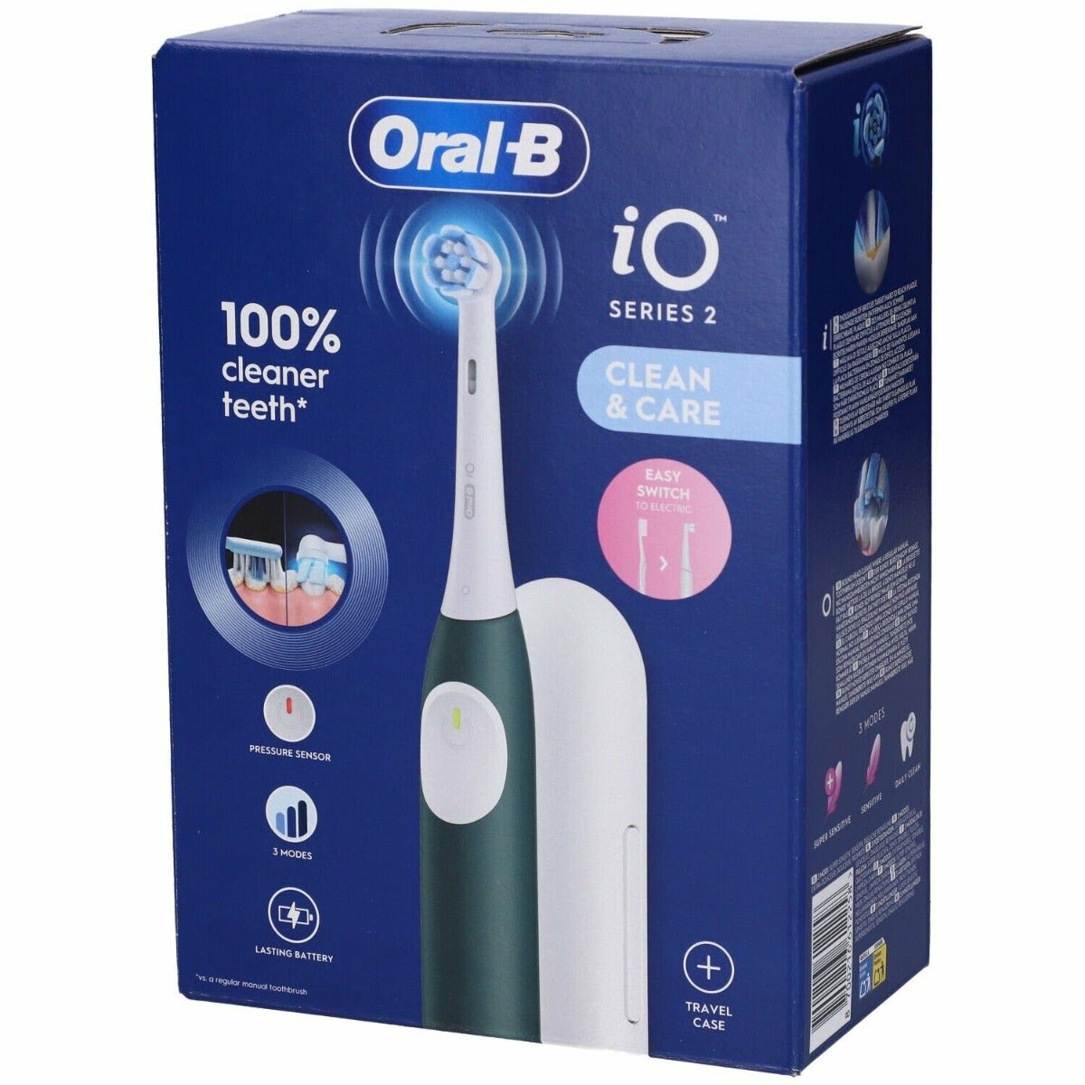 Oralb power spazzolino elettrico io2 series forest green + travel case