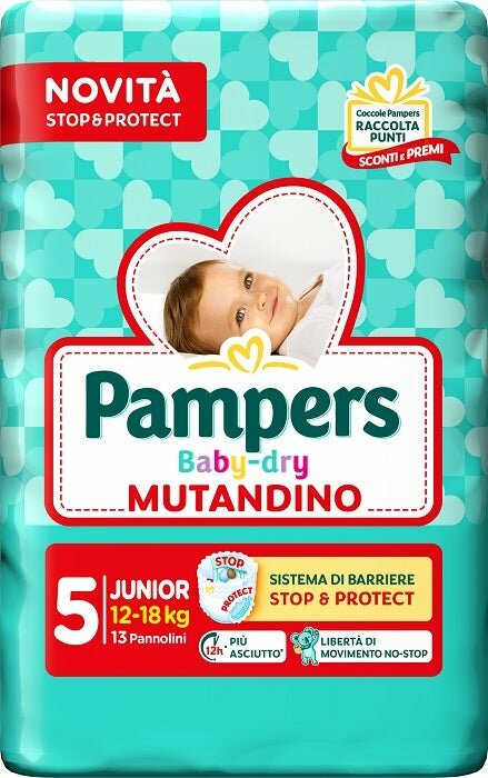 Pampers baby dry pannolino mutandina junior small pack 12-18kg 13 pezzi