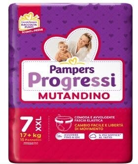 Pampers progressi mutandino taglia 7 extra extra large (17+ kg) 15 pezzi