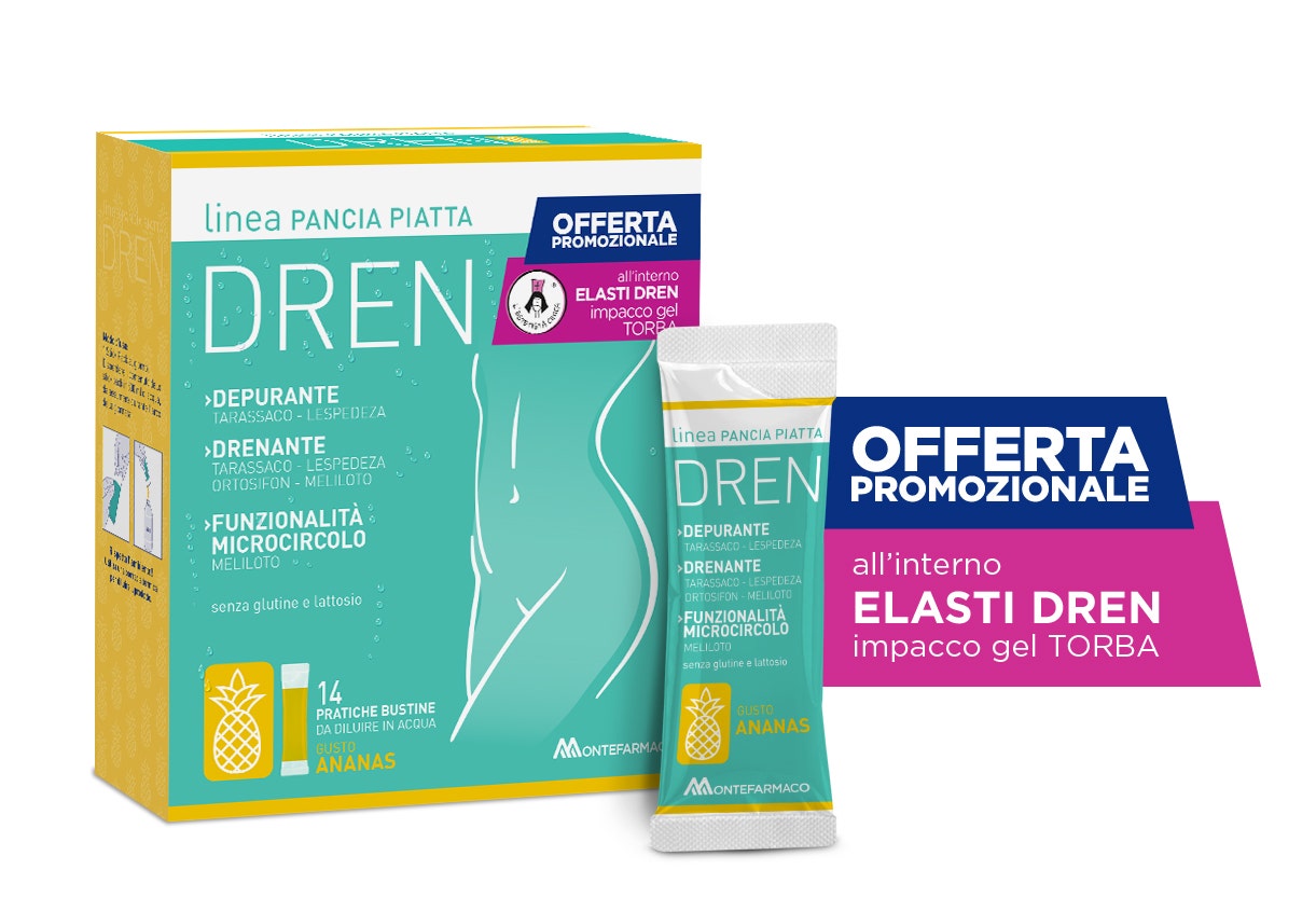 Pancia piatta dren ananas 14 bustine stick pack + torba drenante