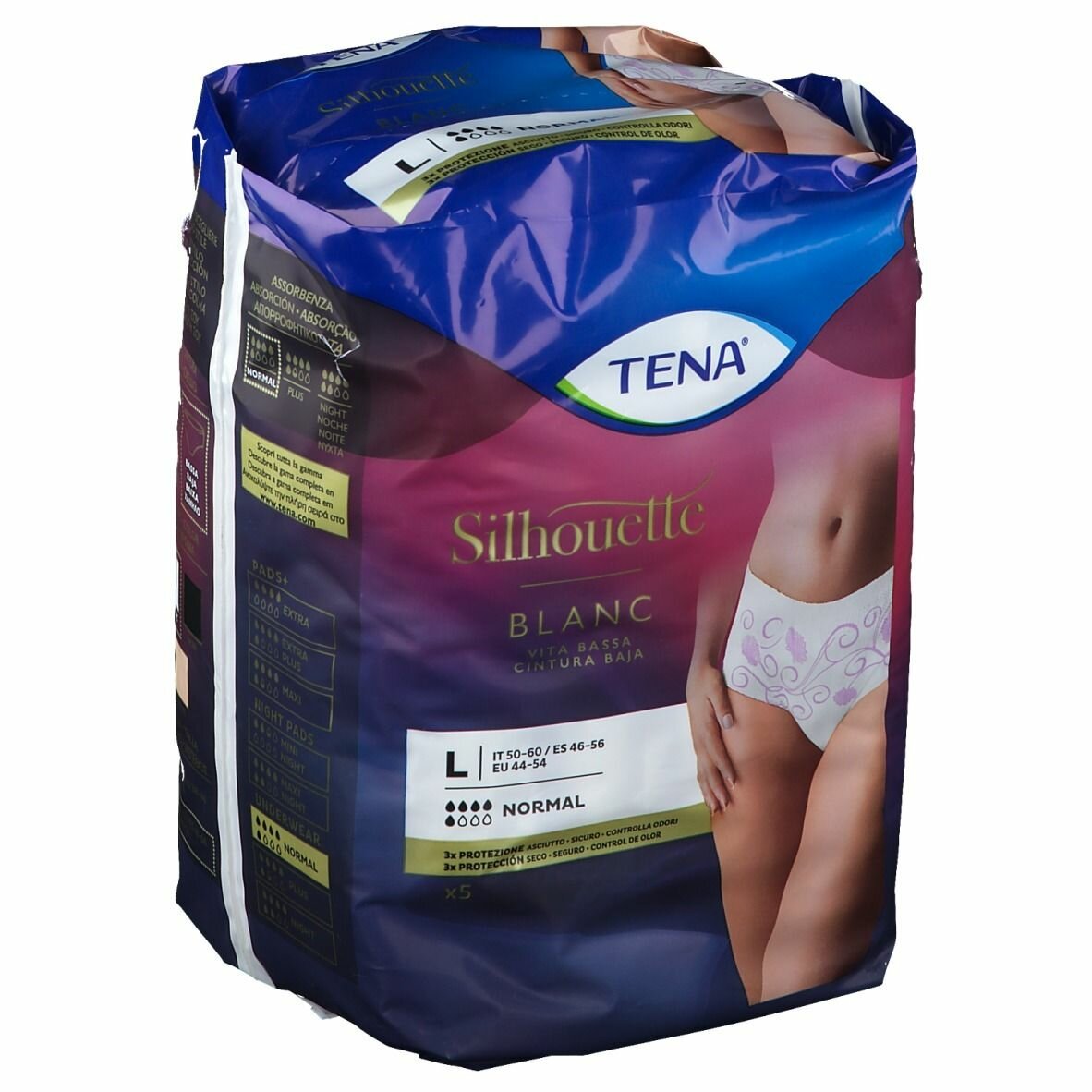Pannolone a mutandina assorbente tena silhouette blanc large5 pezzi