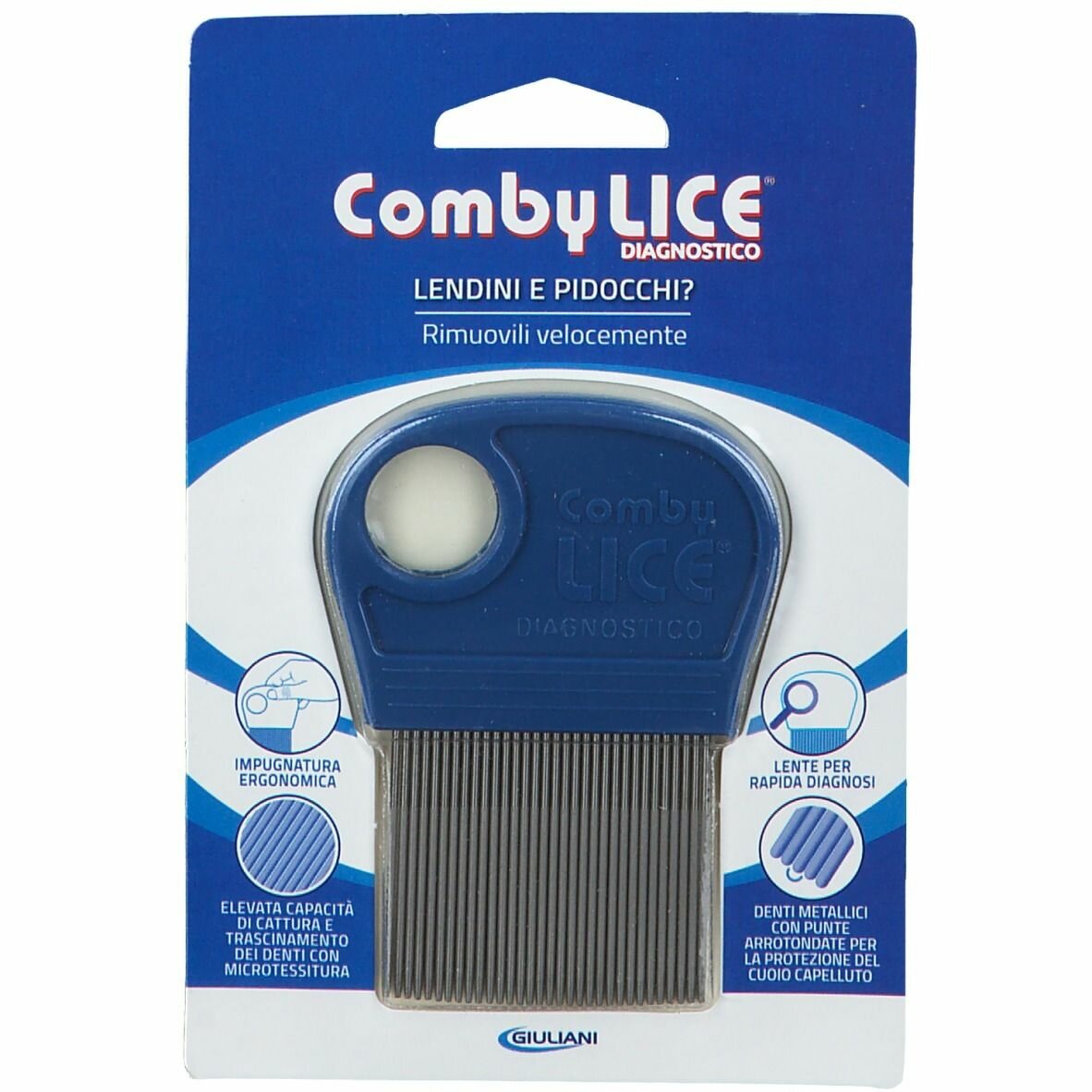 Pettinino per la rimozione delle lendini combylice