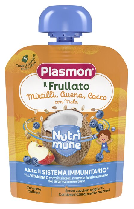 Plasmon nutri-mune mirtillo/avena/cocco con mela 85 g