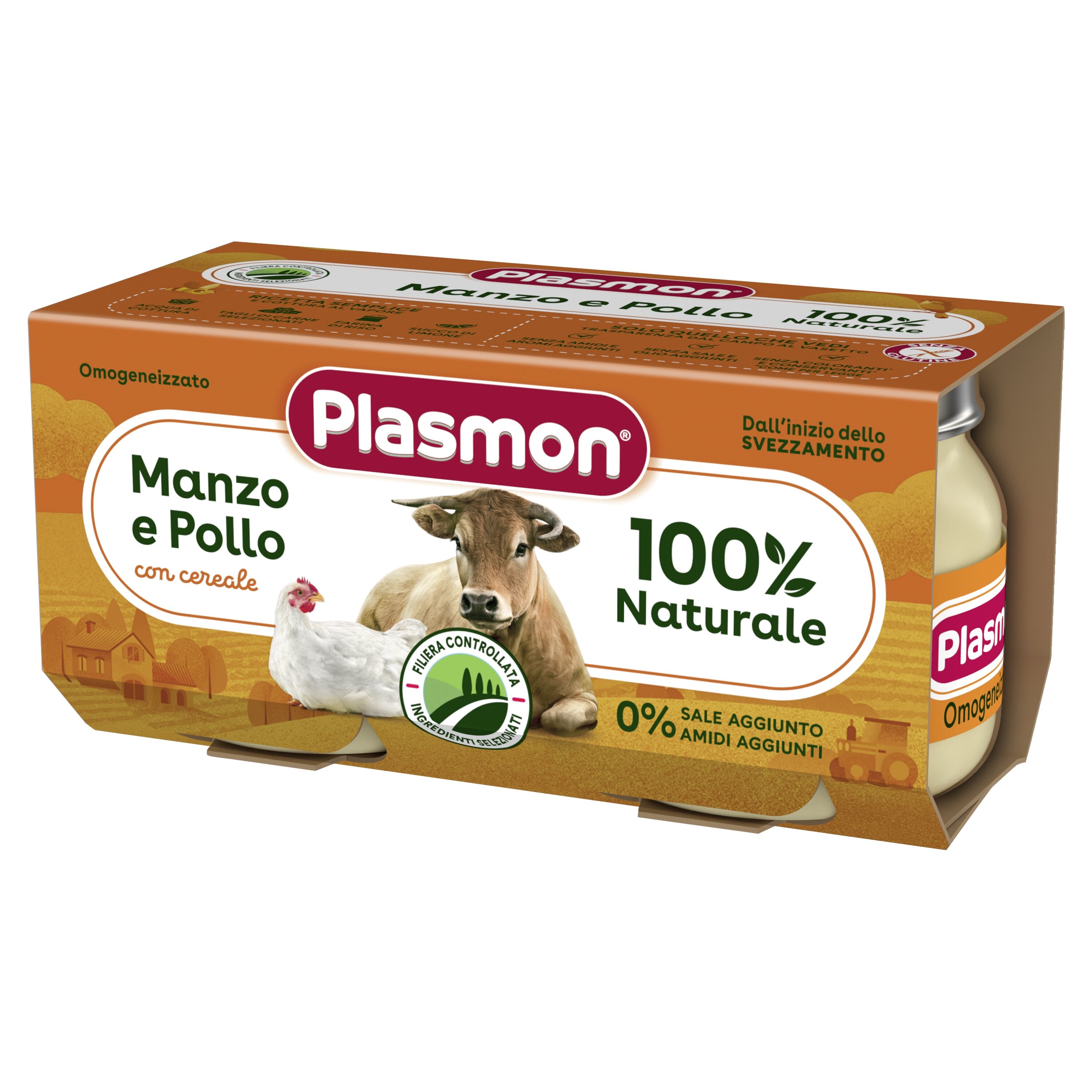 Plasmon omogeneizzato manzo/pollo 80 g x 2 pezzi