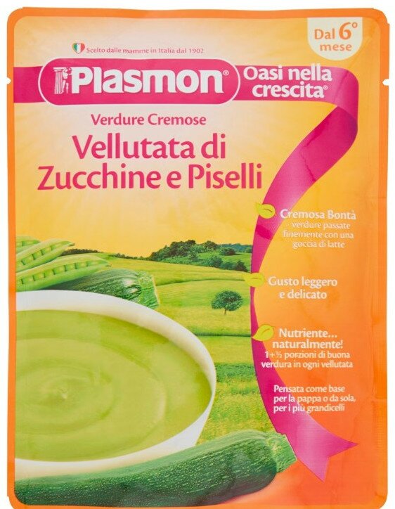 Plasmon pouches vellutata di zucchine e piselli 180 g