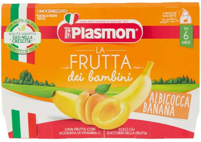 Plasmon sapori di natura omogeneizzato albicocca e banana 100 g x 4 pezzi