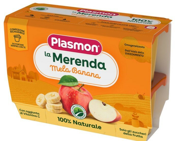 Plasmon sapori di natura omogeneizzato mela e banana 100 g x4 pezzi