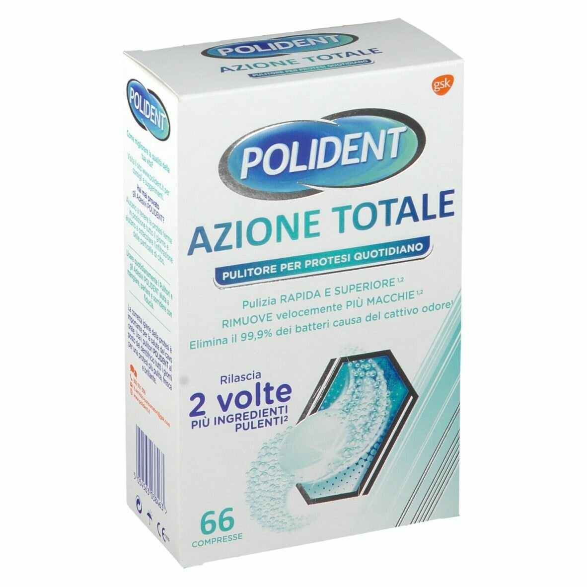 Polident azione totale 66 compresse pulitore per protesi quotidiano