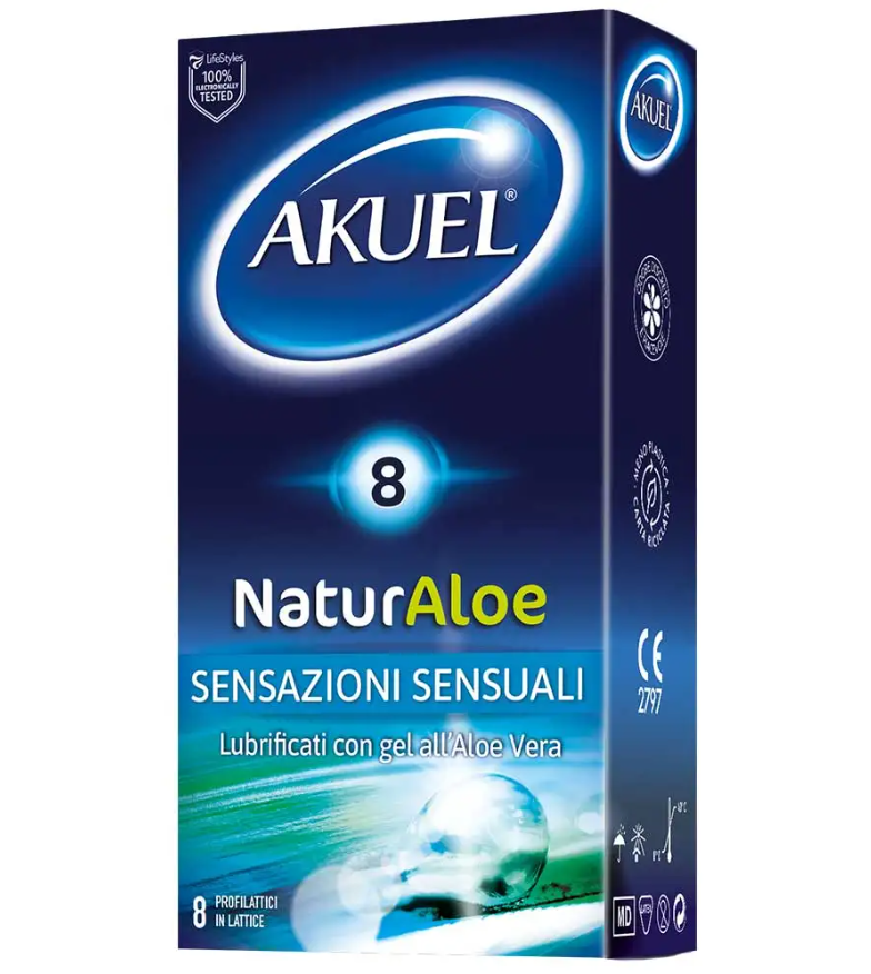 Profilattico naturaloe lubrificato con aloe vera 8 pezzi
