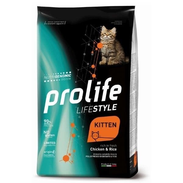 Prolife lifestyle pollo fresco disossato e riso cibo secco per gattini sacco 400g