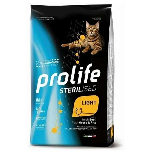 Prolife Sterilised Oca e Manzo Freschi Disossati e Riso Cibo Secco Per Gatti Adulti Sacco 7kg