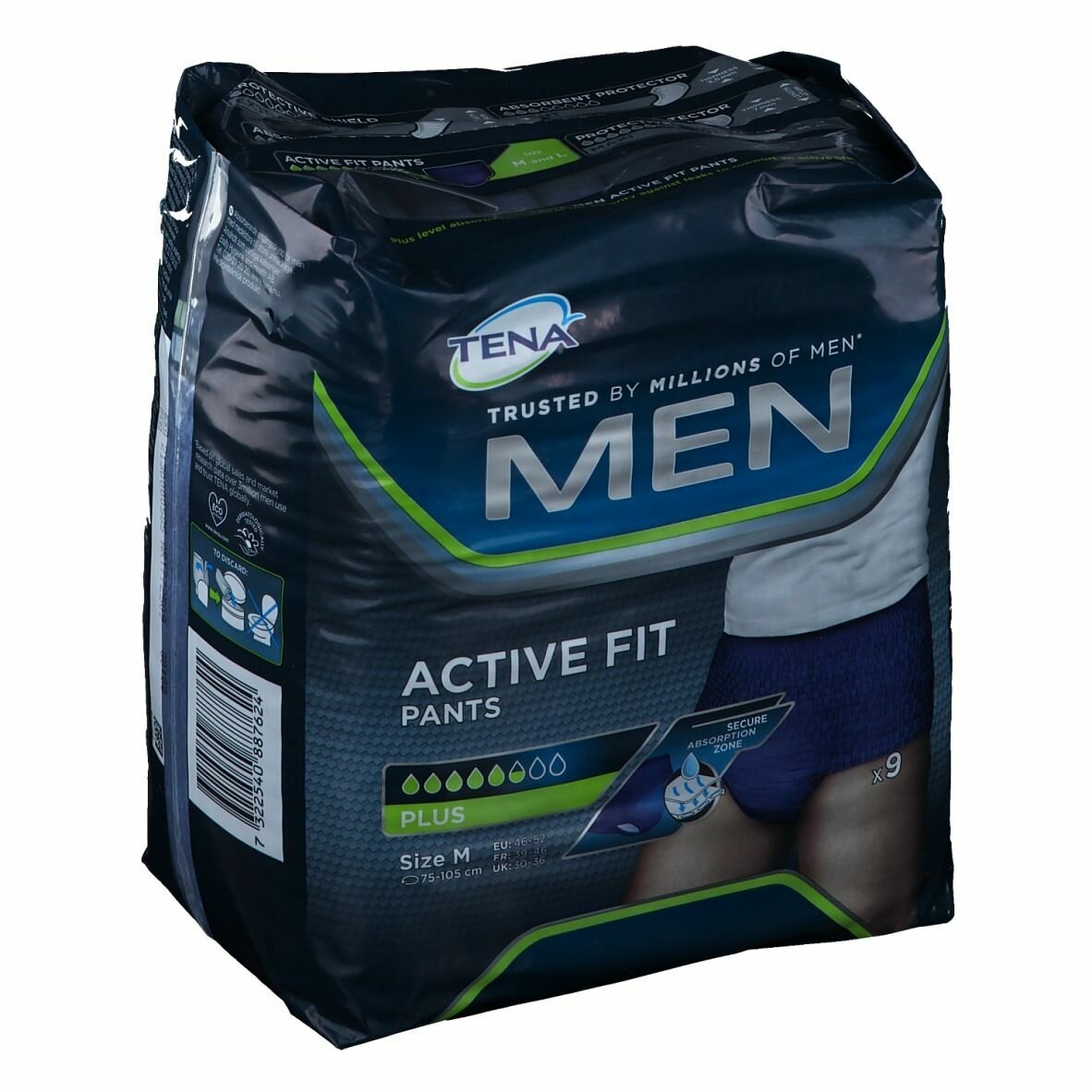 Pull up uomo tena men pants active fit m 9 pezzi