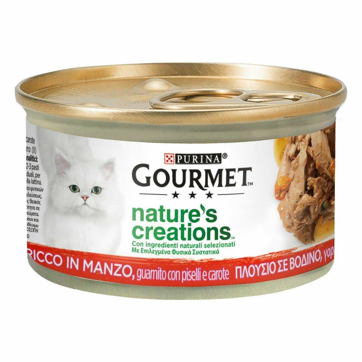Purina gourmet nature's creations ricco in manzo con piselli e carote 85g