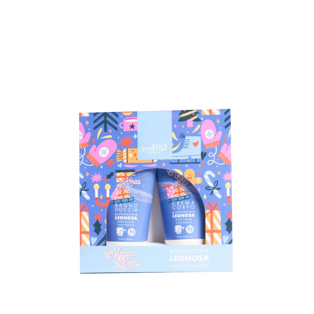 Purobio for skin kit crema corpo e bagno doccia da 75 ml fragranza legnosa