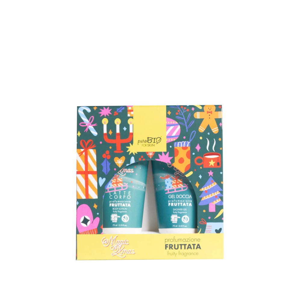 Purobio for skin kit gel doccia e latte corpo da 75 ml fragranza fruttata