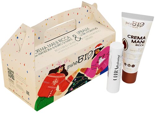 Purobio kit crema mani ricca + lipbalm ultrahydrating