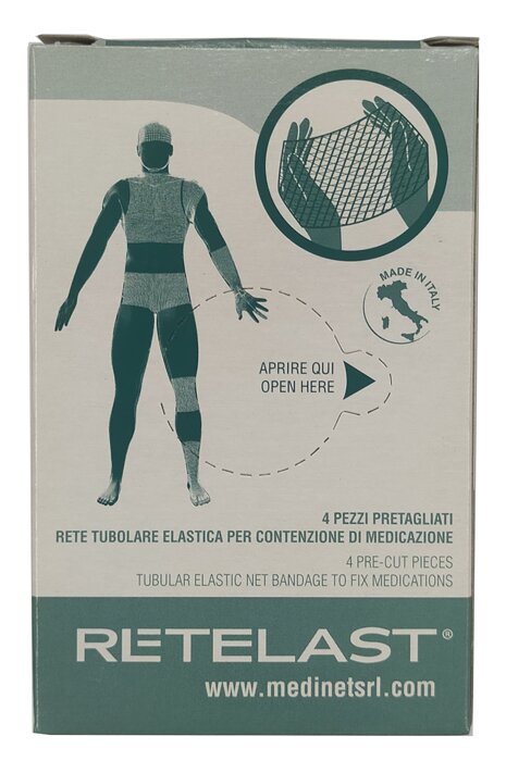 Rete tubolare retelast elastica pretagliata bianca per gamba o ginocchio 4 pezzi