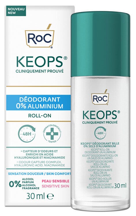 Roc keops deodorante roll-on 0% sali di alluminio 150ml