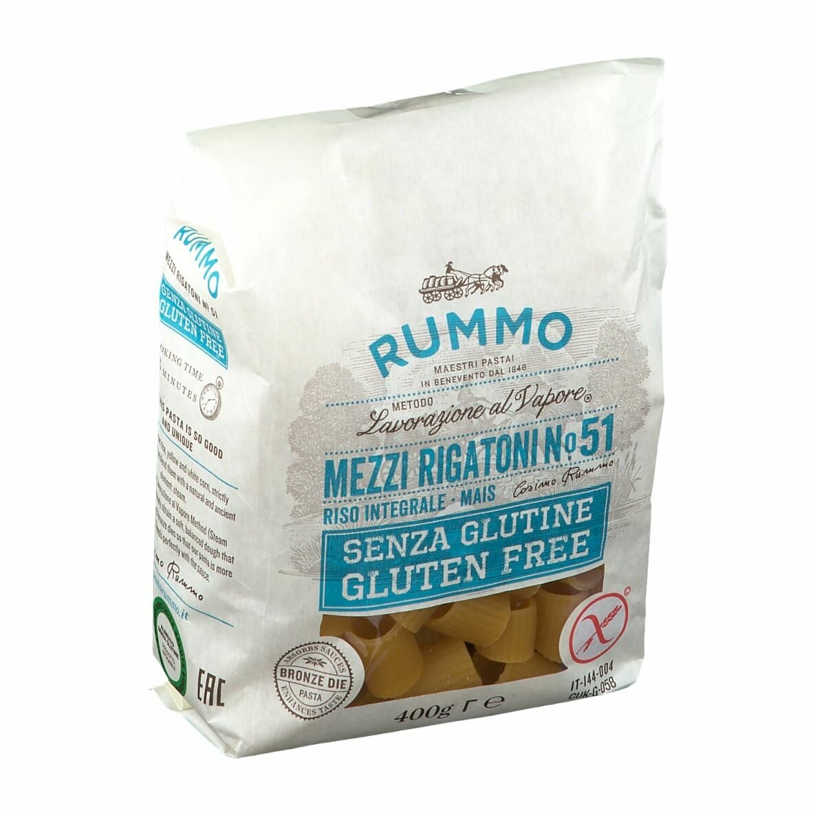 Rummo mezzi rigatoni n51 di riso integrale e mais 400 g