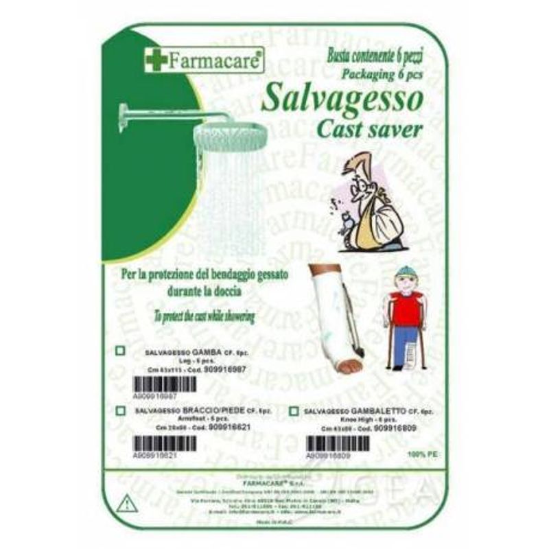 Salvagesso per gamba utile per la protezione del gesso durante la doccia 6 pezzi