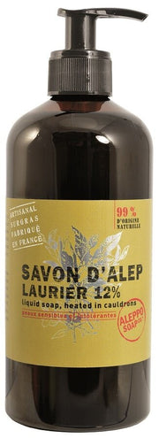 Sapone di aleppo liquido 12% alloro savon d'alep liquide 12% laurier aleppo soap 500 ml