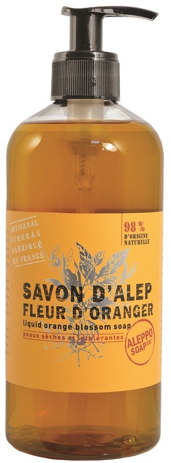 Sapone di aleppo liquido fiori d'arancio savon d'alep liquide fleur d'oranger aleppo soap 500 ml
