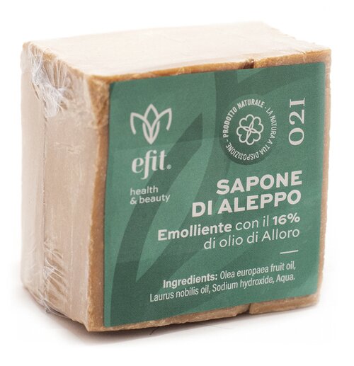Sapone di aleppo solido emolliente con 16% olio di alloro 200 g