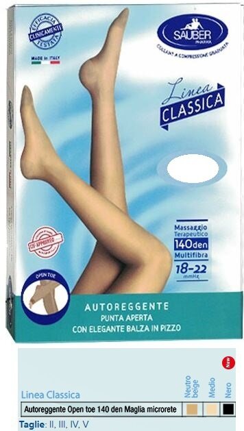 Sauber autoreggente open toe maglia microrete 140 denari coloreneutro beige taglia 2 linea classica