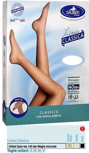 Sauber collant open toe maglia microrete 140 denari colore medio taglia 3 linea classica