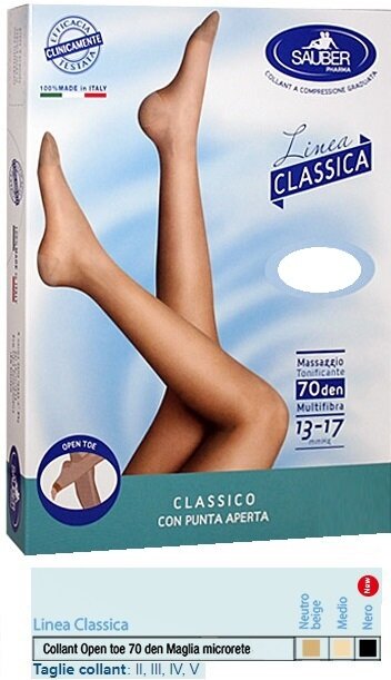 Sauber collant open toe maglia microrete 70 denari colore neutro beige taglia 2 linea classica