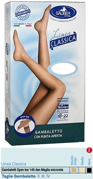 Sauber gambaletto open toe maglia microrete 140 denari colore medio taglia 3 linea classica
