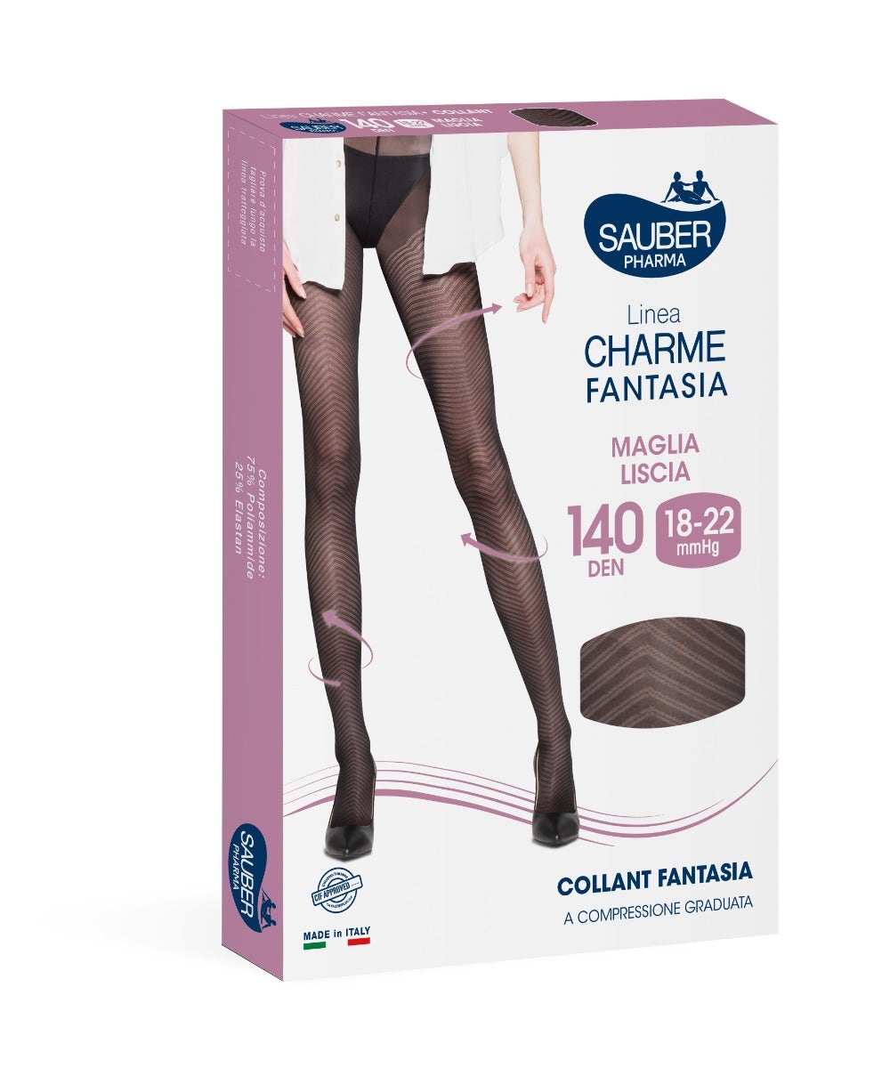Sauber linea charme fantasia collant 140 denari spigata chic nero taglia 3