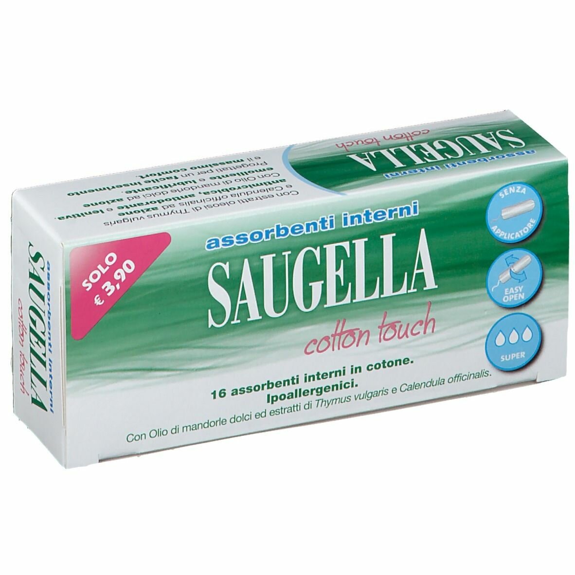 Saugella assorbenti cotton touch interni super 16 pezzi taglio prezzo