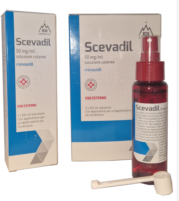Scevadil 50 mg/ml soluzione cutanea 1 contenitore multidose con pompa dosatrice in pet da 60 ml