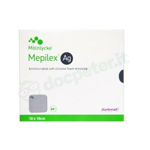 Schiuma di poliuretano antimicrobica con argento con stratodi contatto in silicone morbido mepilex ag 10x10cm 5 pezzi