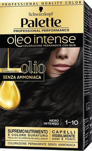 Schwarzkopf palette oleo intense senza ammoniaca con doppio olio attivatore 1-10 nero intenso 173 g
